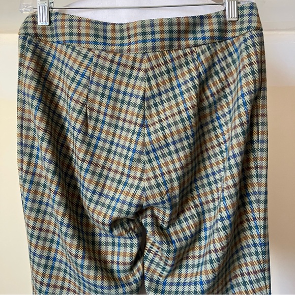 J. McLaughlin Yara Olive Green Blue Houndstooth Plaid Cropped Pants size 2 - Picture 11 of 11